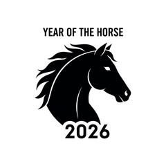 Year of the horse 2026 chinese zodiac animal silhouette