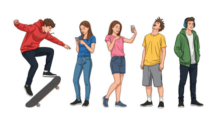 Obraz premium Diverse young people connect, express themselves, and live social vibrant lifestyles