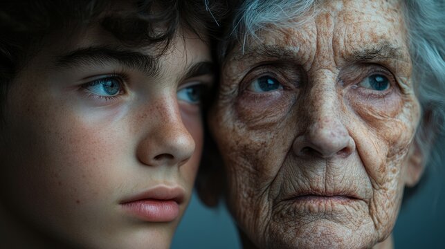 This moment shows the deep bond between a young boy and an elderly woman, highlighting their shared history