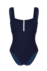 Blue safety helmet, goggles, and vest apparel for nobody isolated on black