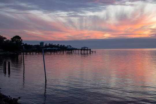 The Fairhope Municipal Pier at sunset