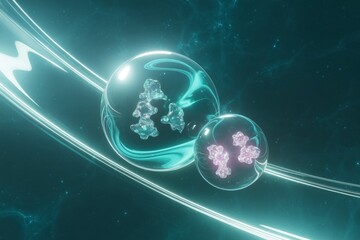 Abstract science bubbles with dna strands