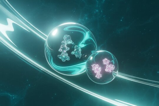 Abstract science bubbles with dna strands