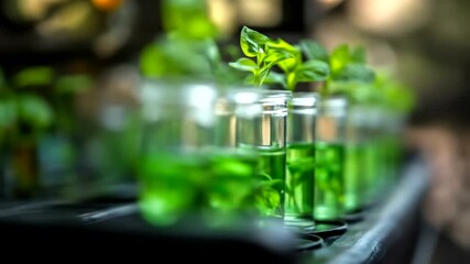 Green sprouts in glass tubes - Powered by Adobe