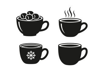 Obraz premium flat solid hot chocolate mug icons set