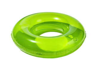 Transparent neon green inflatable tube isolated on black, perfect for swimming and floating