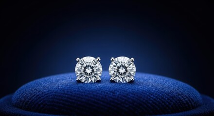 Sparkling diamond stud earrings displayed elegantly on luxurious velvet, capturing timeless glamour