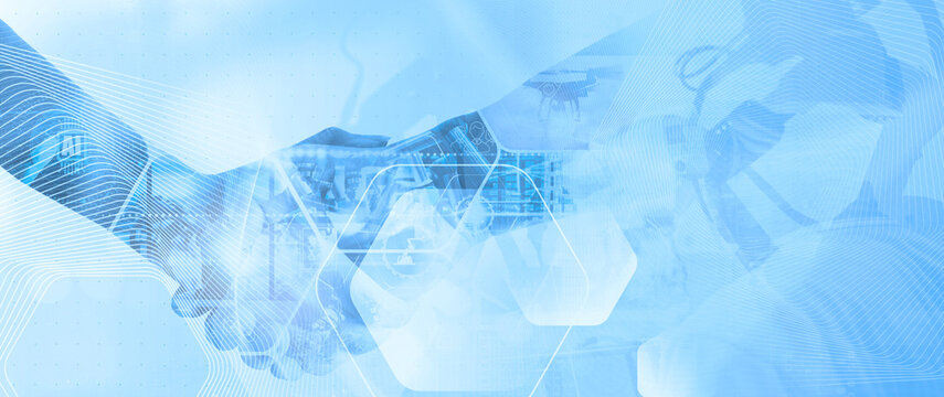 AI technology handshake concept in digital industry background