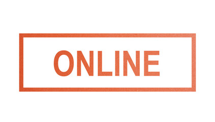 ONLINE. stamp with rough texture, rectangular frame.