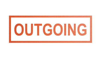 OUTGOING. stamp with rough texture, rectangular frame.