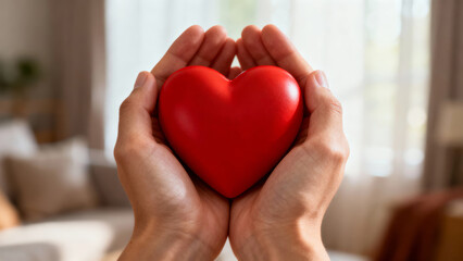 Woman hand holding red heart symbol of love care and support for good health insurance and wellness in 2026