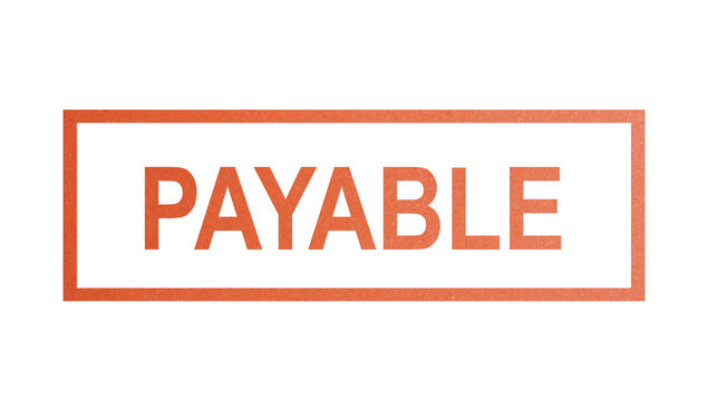 PAYABLE. stamp with rough texture, rectangular frame.