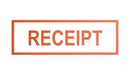 RECEIPT. stamp with rough texture, rectangular frame.