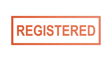 REGISTERED. stamp with rough texture, rectangular frame.