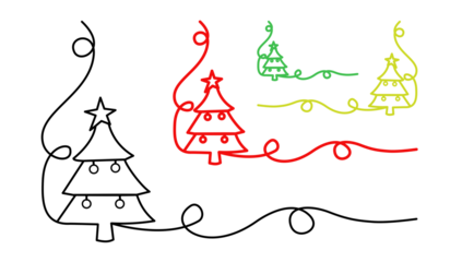 christmas tree with santa claus, vector illustration of a christmas tree, christmas tree one line art vector, single line, ilustration white background