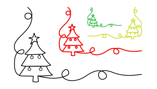 christmas tree with santa claus, vector illustration of a christmas tree, christmas tree one line art vector, single line, ilustration white background