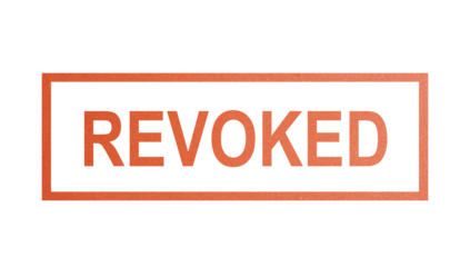 REVOKED. stamp with rough texture, rectangular frame.