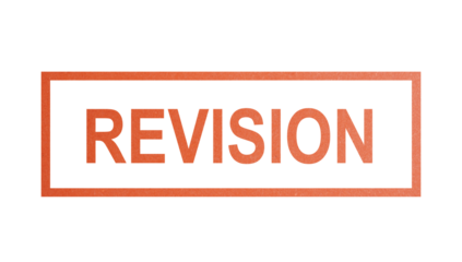 REVISION. stamp with rough texture, rectangular frame.