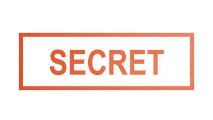 SECRET. stamp with rough texture, rectangular frame.