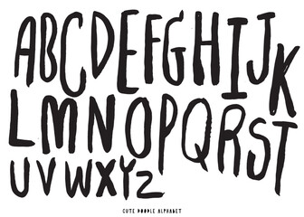 Cute doodle Vector background with black and white letters,Cute doodle Alphabet, alphabet pattern