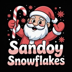 Cartoon Santa Claus Holding a Candy Cane Christmas