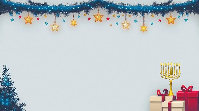 Hanukkah - Christmas Cross - themed Decor Image, Festive Design Element (Suitable for Hanukkah - Christmas Design, Decorative Scenarios, Greeting Card Materials, etc.)