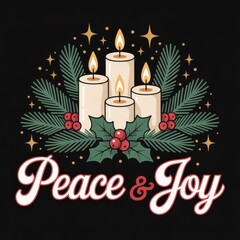 Christmas candles with holly and pine branches image