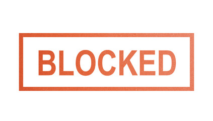 BLOCKED. stamp with rough texture, rectangular frame.