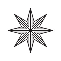 Fototapeta premium Geometric line drawing of an eight-pointed star.