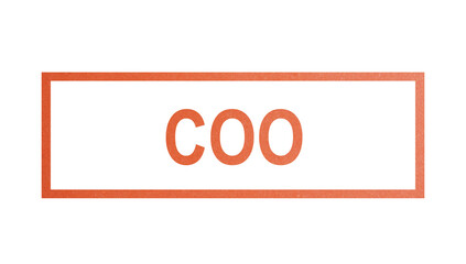 COO, Chief Operating Officer. stamp with rough texture, rectangular frame.