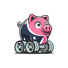 Piggy Bank Truck Vector Illustration — Financial Growth, Money Savings, Fast Finance Concept, SVG Clipart