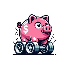 Piggy Bank Truck Vector Illustration — Financial Growth, Money Savings, Fast Finance Concept, SVG Clipart