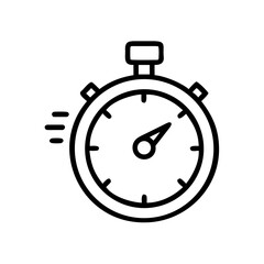 Obraz premium Illustration of a stopwatch with a thick outline and three speed lines on the left side of the object