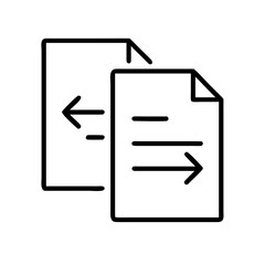 Document transfer icon showing two pages with arrows indicating data flow from one to the other page
