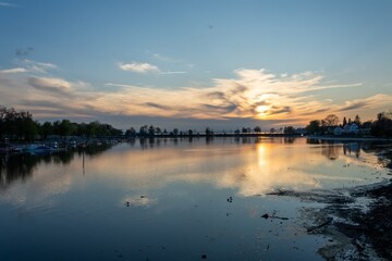 Coucher de soleil sur Lindau et le lac de Constance