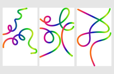 Colorful Gradient Line Art Composition with Abstract Curvy Design Elements