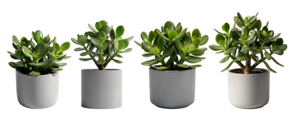 set of Indoor succulent arrangement in minimal gray ceramic pots