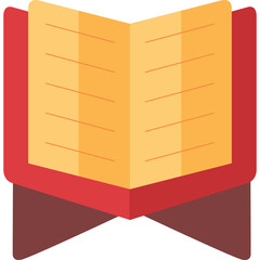 Open Book On Red Stand Detailed Illustration Yellow Pages Lined Text Blank Pages Red Cover Detailed Open Book With Red Stand And Yellow Pages Lined Text Blank Pages Isolated On Transparent Background
