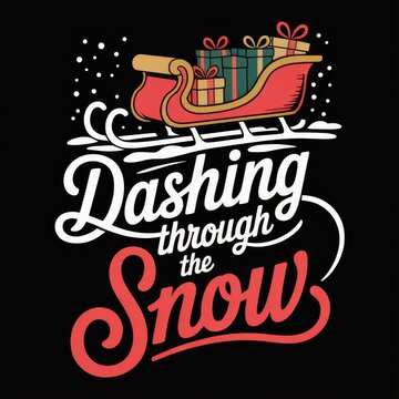 Dashing Through The Snow Christmas Sleigh Illustration