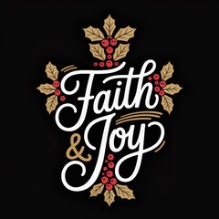 Faith and Joy Christmas Holly Typography image photo