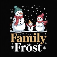 Family Frost Snowman Family Illustration Christmas