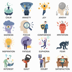 Mental state vector icon set
