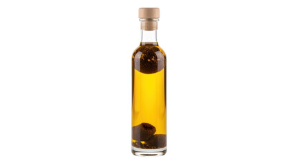 Isolated olive oil bottle infused with flavorful ingredients for a culinary delight product