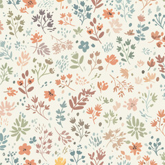 Seamless retro floral pattern watrecolor