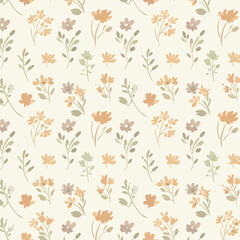 Seamless floral pattern, vintage flower vector design for textile fabric