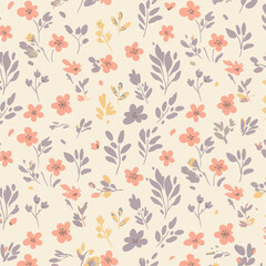 Seamless floral pattern wallpaper vector illustration design with vintage flower leaf ornament texture