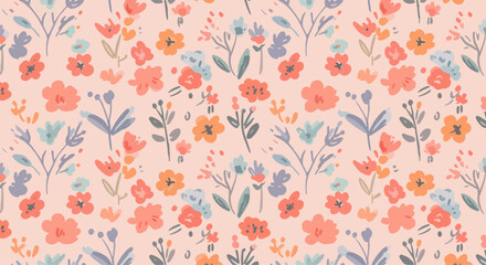 Flower pattern, ditsy floral seamless pattern. Small little flower background