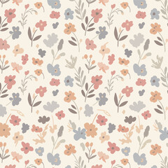 Flower pattern. Ditsy floral seamless pattern. Small little flower background. Repeat pattern. Ditsy print. Botanic surface design. Ditsy floral flower pattern for fashion, fabric, wrapping, decor