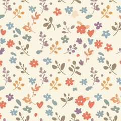 Fototapeta premium A seamless pattern of watercolor-style flowers and foliage. The flowers are various shades of pink and peach, with a soft, slightly muted color palette. The flowers have a rounded, full blossom shape.