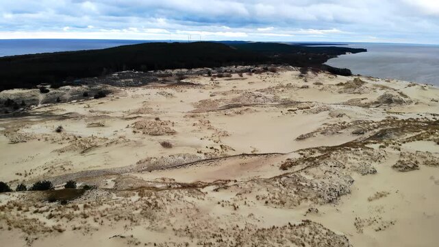 Aerial view of curonian spit dunes and forest